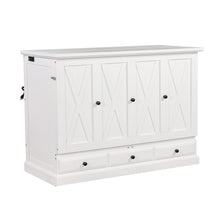 Load image into Gallery viewer, Solid Pine Murphy Bed Chest Cube Cabinet Bed With Charging Station And Large Storage Drawer For Home Office Or Small Room