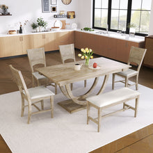 Load image into Gallery viewer, Topmax - 6 Piece Wood Half Round Dining Table Set Kitchen Table Set With Long Bench And 4 Dining Chairs, Modern Style