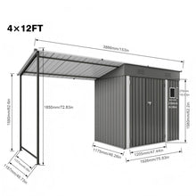 Load image into Gallery viewer, Lean To Shed With Open Sided Pergola, Outdoor Storage Shed & Attached Hardtop Gazebo Combo - Gray