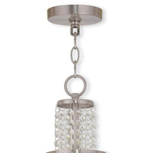 Load image into Gallery viewer, 20" Three Light Metal Dimmable Chandelier With Shades - Nickel / Clear / Off White