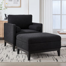 Load image into Gallery viewer, Farmhouse Upholstered Accent Chair With Ottoman, Reversible Lid Coffee Table