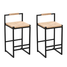Load image into Gallery viewer, Stylish (Set of 2) Bar Stools With Backrest And Paper Rope Woven Seat, Counter Height Dining Chairs For Kitchen - Natural