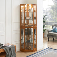 Load image into Gallery viewer, 6 Shelf Corner Curio Display Cabinet With Lights, Mirrors And Adjustable Shelves (E26 Light Bulb Not Included)