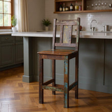 Load image into Gallery viewer, Solid Wood Bar Height Bar Chair - Dark Brown
