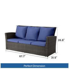 Load image into Gallery viewer, All-Weather Wicker 3 Seat Patio Sofa With Thick Cushions