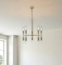 Load image into Gallery viewer, Candle Style Ten Light Metal Dimmable Chandelier - Brass