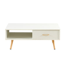 Load image into Gallery viewer, Modern Rectangle Coffee Table With Legs, Sliding Drawer For Storage - White