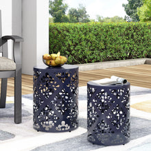Load image into Gallery viewer, Modern Iron Cut Design End Table (Set of 2) - Navy Blue