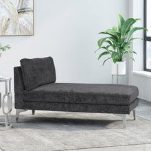 Load image into Gallery viewer, Fabric Upholstered Chaise Lounge With Iron Bracket Legs - Gray