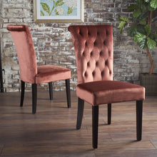 Load image into Gallery viewer, Elegant Velvet Tufted Dining Chair - Blush