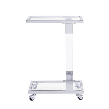 Load image into Gallery viewer, Side Table, Sofa Table, Glass Top C Shape Square Table With Metal Base For Living Room, Bedroom, Balcony Home And Office