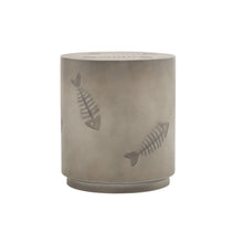 Load image into Gallery viewer, Rustic Magnesium Oxide Side Table With Fish Pattern Design - Gray