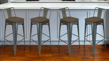Load image into Gallery viewer, Solid Wood And Metal Low Back Bar Height Bar Chairs (Set of 4) - Brown And Gunmetal