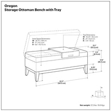 Load image into Gallery viewer, Oregon - Contemporary Storage Ottoman Bench With Tray