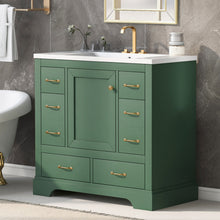 Load image into Gallery viewer, Modern Bathroom Vanity With Sink, 6 Drawers, Adjustable Shelf