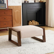 Load image into Gallery viewer, Sleek And Stylish Ottoman Polyester With Rubberwood Legs - Beige