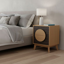 Load image into Gallery viewer, Solid Wood Square Two Drawer Nightstands (Set of 2) - Oak / Dark Brown