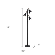 Load image into Gallery viewer, Three Light Tree Floor Lamp With Black Solid Color Cone Shade - Black