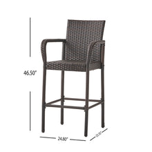 Load image into Gallery viewer, Outdoor Rattan Wicker Bar Chair With Metal Frame - Brown