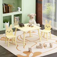 Load image into Gallery viewer, Table And Chair Set With 2 Bunny Chairs, Children's Activity Table For Toddlers, Cute Animal Design - Yellow