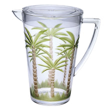 Load image into Gallery viewer, Unbreakable Plastic Water Pitcher With Lid, Palm Tree Design - Clear