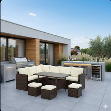 Load image into Gallery viewer, 7 Piece Outdoor Dining Set With Cushions, Modular Sectional Sofa And Table