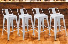 Load image into Gallery viewer, Metal Low Back Counter Height Bar Chairs (Set of 4) - White