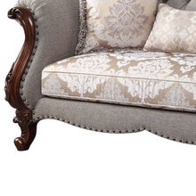 Load image into Gallery viewer, Brown Linen Loveseat And Toss Pillows - Beige / Dark