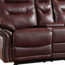 Load image into Gallery viewer, Faux Leather Manual Reclining Loveseat With Storage - Burgundy