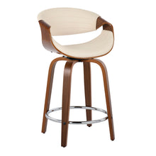 Load image into Gallery viewer, Symphony - Mid-Century Modern Fixed Height Counter Stool With Swivel And Round Footrest (Set of 2) - Walnut / Cream