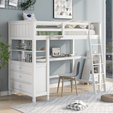 Load image into Gallery viewer, Loft Bed With Drawers With Desk And Shelves