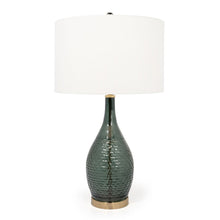 Load image into Gallery viewer, Glass LED Table Lamp With White Drum Shade - Blue / Green