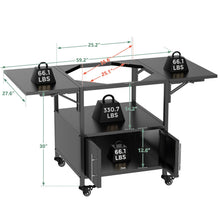 Load image into Gallery viewer, Outdoor Grill Table For Big Egg Style Bbq Metal Grill Cart With 2 Folding Panels Metal - Black