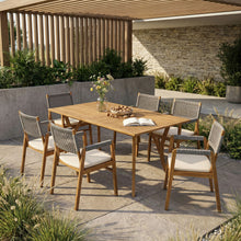 Load image into Gallery viewer, Outdoor Rustic Patio Acacia Bistro Set With Cushions