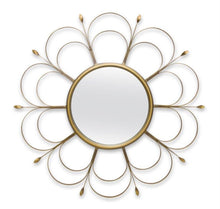 Load image into Gallery viewer, 24" Flower Iron Framed Accent Mirror - Gold
