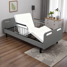 Load image into Gallery viewer, Electric Adjustable Hospital Bed For Home Use With Wired Remote Control, Memory Foam Mattress - Gray / White