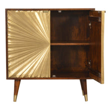 Load image into Gallery viewer, 32" Solid Wood Textured Door Accent Cabinet With Two Doors - Chestnut / Gold