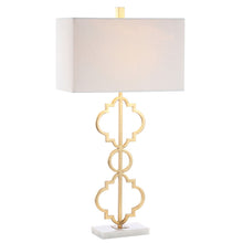 Load image into Gallery viewer, Geometric Table Lamp With Shade - Gold / White