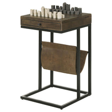 Load image into Gallery viewer, Checkmate - 1 Drawer Side Table With Carved Chess Board - Brown