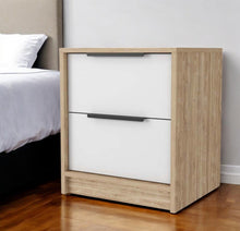 Load image into Gallery viewer, 19" Wood Two Drawer Nightstand - White And Natural