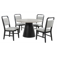 Load image into Gallery viewer, Dining Set With Round Table And 4 Upholstered Chairs - Black / Gray