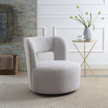 Load image into Gallery viewer, Swivel Comfy Round Barrel Chair With Soft Teddy Fabric For Living Room