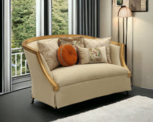 Load image into Gallery viewer, Curved Loveseat And Toss Pillows - Tan / Gold