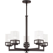 Load image into Gallery viewer, 29" Five Light Dimmable Chandelier With Shades - Bronze