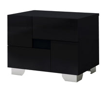 Load image into Gallery viewer, Two Drawers Metal Mirrored Nightstand - Black