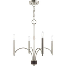 Load image into Gallery viewer, 22" Four Light Metal Dimmable Chandelier With Shades - Nickel