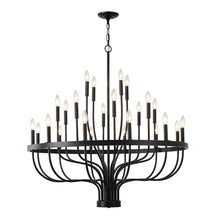 Load image into Gallery viewer, 24 Light Chandelier Industrial Iron Candle Chandelier Modern Suspended Farmhouse Chandeliers Pendant Light Fixtures For Dining Room Bedroom Living Room Kitchen Island Foyer E12 Bulb (No Include) - Black
