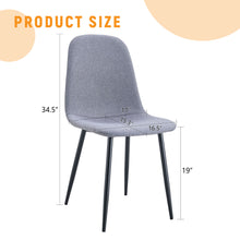 Load image into Gallery viewer, Luxury Simple Chair Linen Cotton High Resilience Dining Chair With Black Metal Legs (Set of 4) - Light Gray