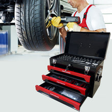 Load image into Gallery viewer, Portable 3 Drawer Steel Toolbox, 4 Layers Of Tools With Metal Latches, With Storage Tray And Carrying Handle