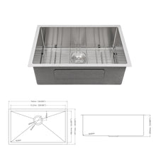 Load image into Gallery viewer, Modern Undermount Stainless Steel Kitchen Sink 16 Gauge, Deep Single Bowl